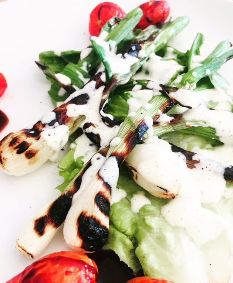 Frühlingszwiebeln mit Parmesanschaum ist ein leckeres Beilagengericht zu Grillfleisch und Gemüse. Es ist schnell gemacht und besticht durch den Parmesan.